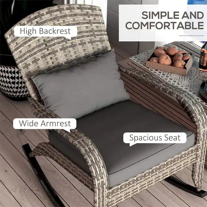 Chaise à bascule Adirondack en osier d'extérieur Outsunny, fauteuil à bascule en rotin