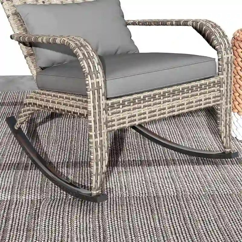 Chaise à bascule Adirondack en osier d'extérieur Outsunny, fauteuil à bascule en rotin