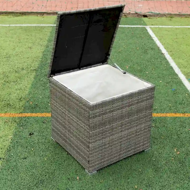Ensemble de canapé d'extérieur en rotin tressé 4 pièces avec coffre de rangement