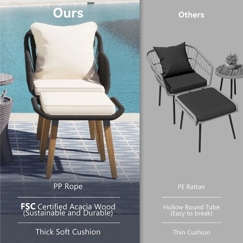 Ensembles de 5 chaises de patio, Ensemble de conversation pour patio