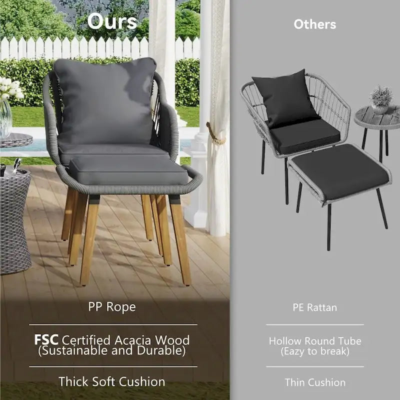 Ensembles de 5 chaises de patio, Ensemble de conversation pour patio