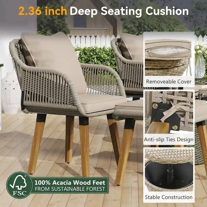 Ensembles de 5 chaises de patio, Ensemble de conversation pour patio