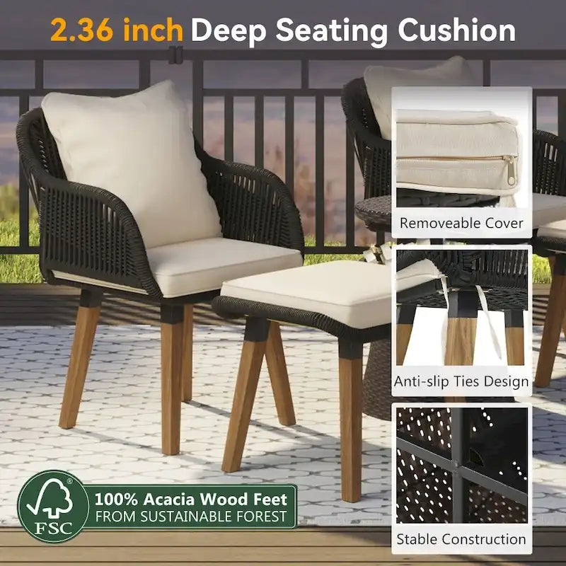 Ensembles de 5 chaises de patio, Ensemble de conversation pour patio