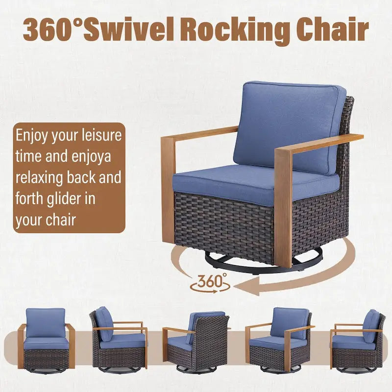 Chaises Gymojoy en rotin PE avec ensemble pouf canapé - Marron