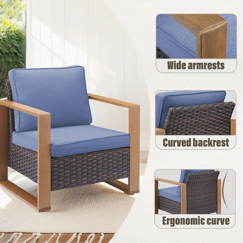 Chaises Gymojoy en rotin PE avec ensemble pouf canapé - Marron