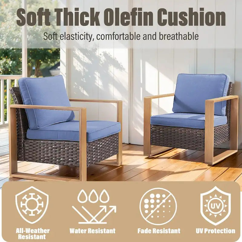 Chaises Gymojoy en rotin PE avec ensemble pouf canapé - Marron