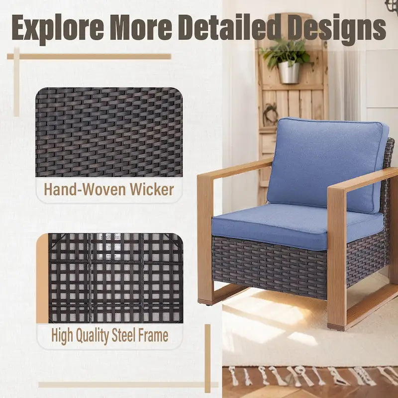 Chaises Gymojoy en rotin PE avec ensemble pouf canapé - Marron