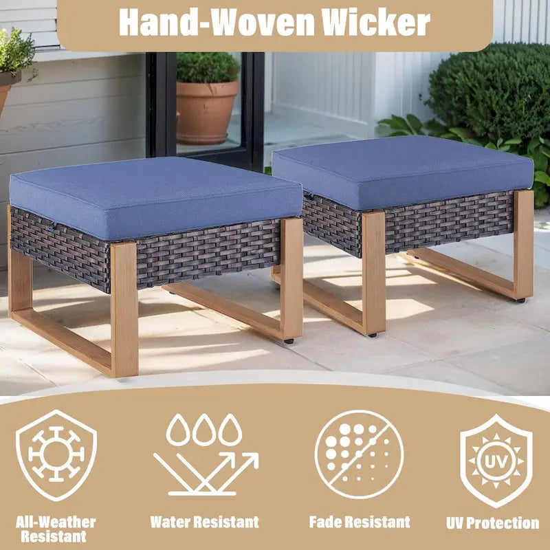 Chaises Gymojoy en rotin PE avec ensemble pouf canapé - Marron