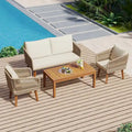 Ensemble de conversation d'extérieur 4 pièces avec table et coussins, pour jardin