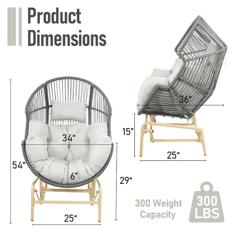 Fauteuil œuf planeur de patio, fauteuil œuf à bascule – Gris foncé