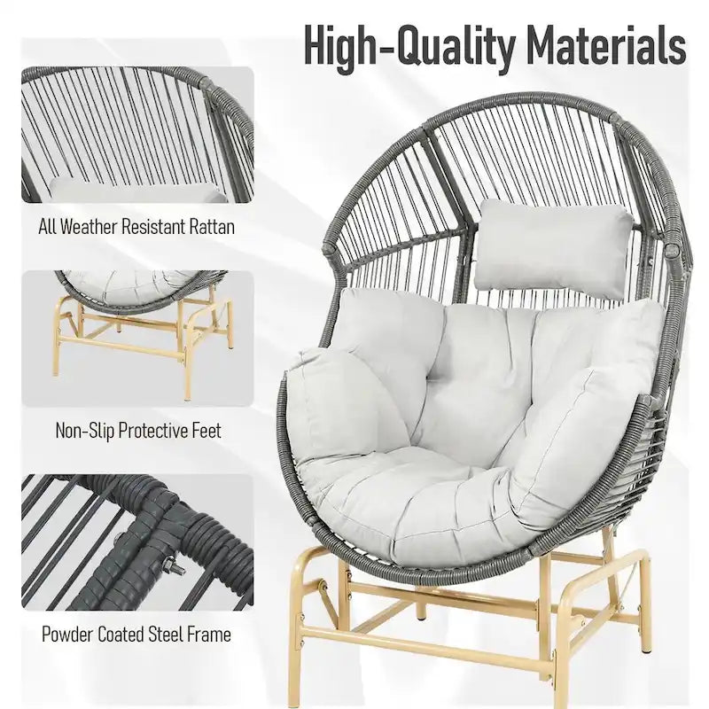 Fauteuil œuf planeur de patio, fauteuil œuf à bascule – Gris foncé