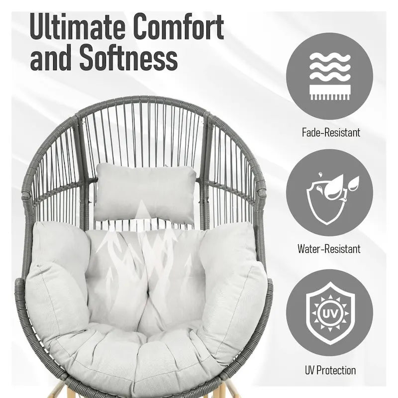 Fauteuil œuf planeur de patio, fauteuil œuf à bascule – Gris foncé