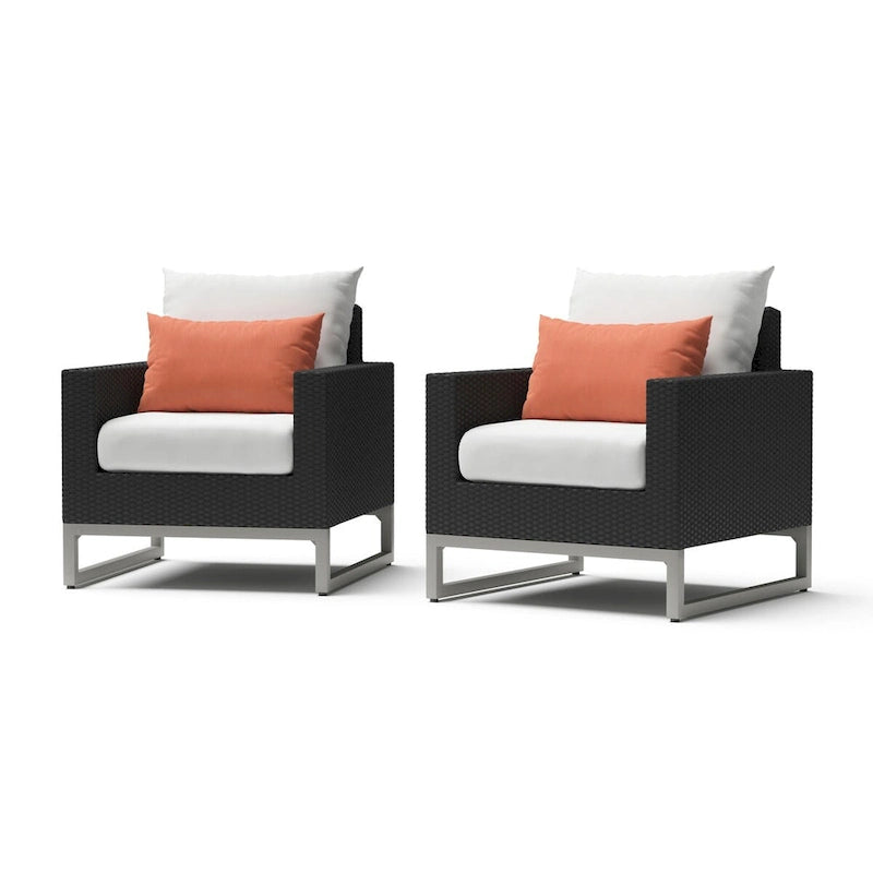 Fauteuils de club Milo Espresso 2 pièces Sunbrella pour patio extérieur