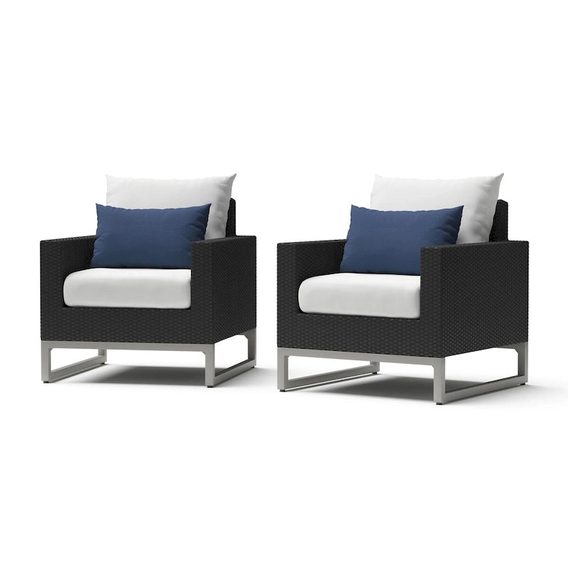 Fauteuils de club Milo Espresso 2 pièces Sunbrella pour patio extérieur