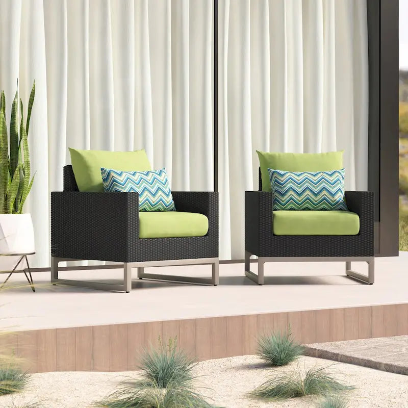 Fauteuils de club Milo Espresso 2 pièces Sunbrella pour patio extérieur