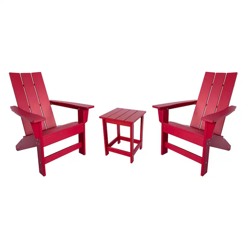 Ensemble de chaise et table Adirondack modernes d'extérieur Hampton, en polybois tout temps