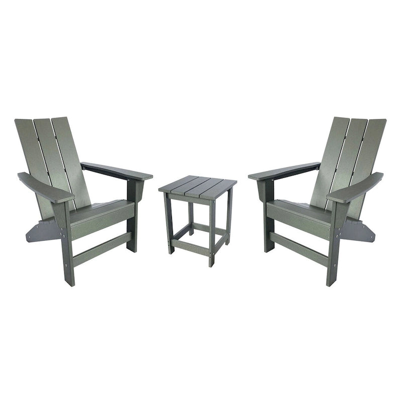 Ensemble de chaise et table Adirondack modernes d'extérieur Hampton, en polybois tout temps