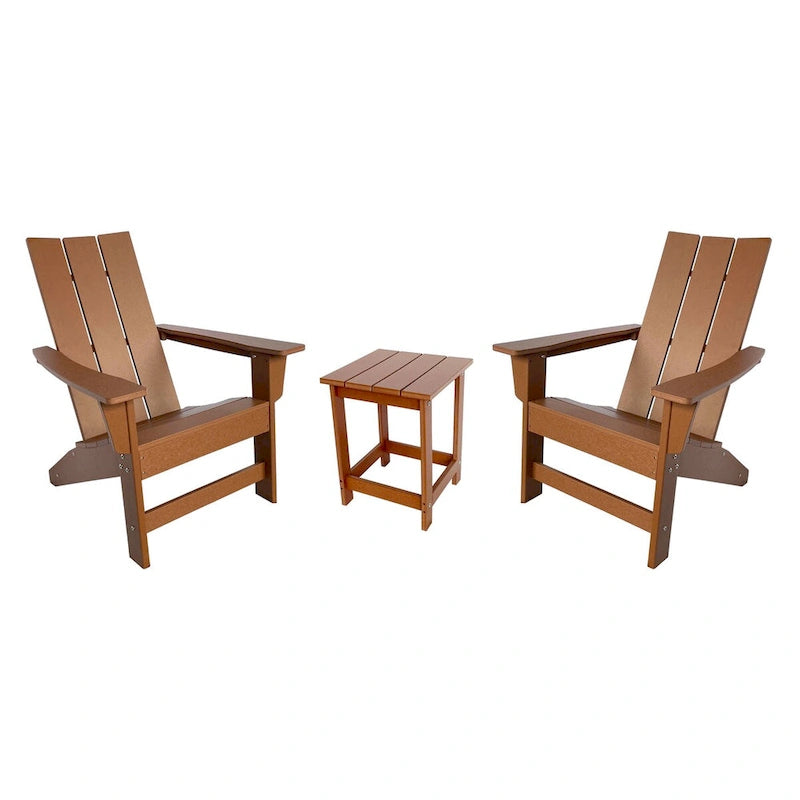 Ensemble de chaise et table Adirondack modernes d'extérieur Hampton, en polybois tout temps