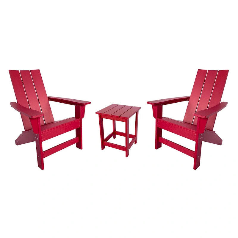 Ensemble de chaise et table Adirondack modernes d'extérieur Hampton, en polybois tout temps
