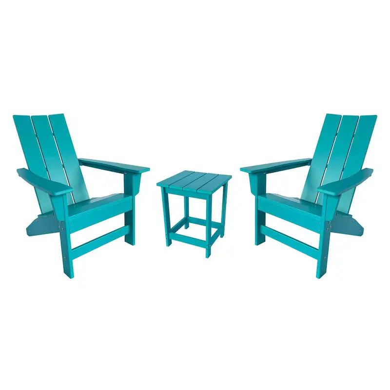 Ensemble de chaise et table Adirondack modernes d'extérieur Hampton, en polybois tout temps