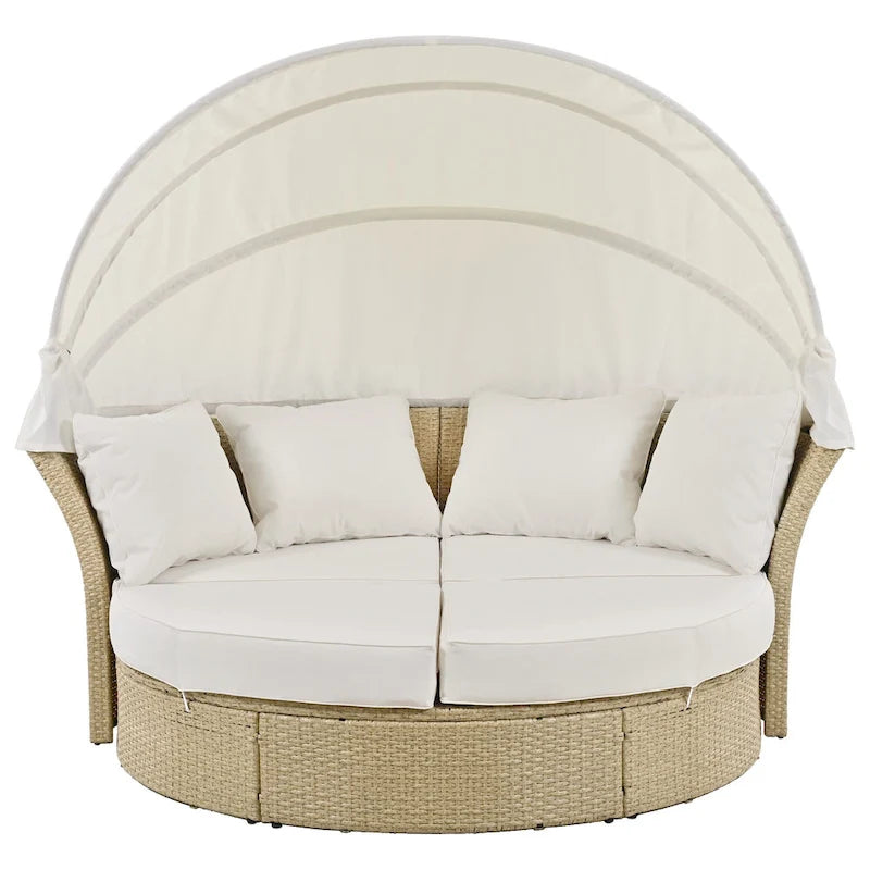 Lit de repos double en rotin pour patio extérieur