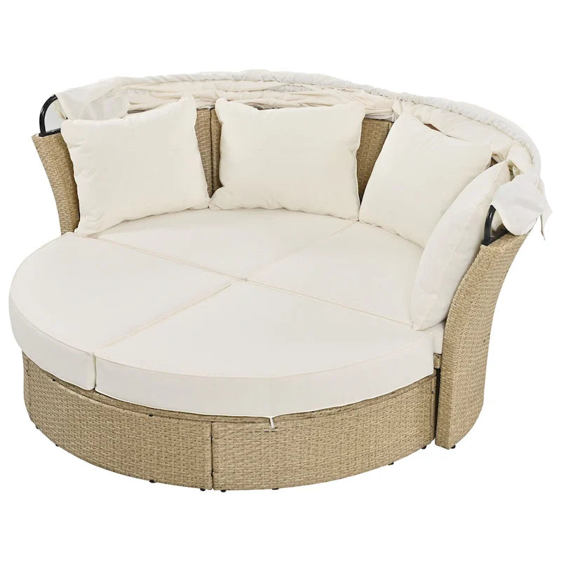 Lit de repos double en rotin pour patio extérieur