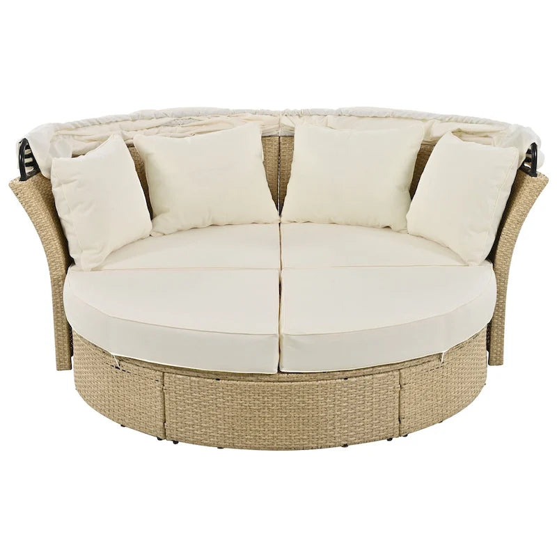 Lit de repos double en rotin pour patio extérieur