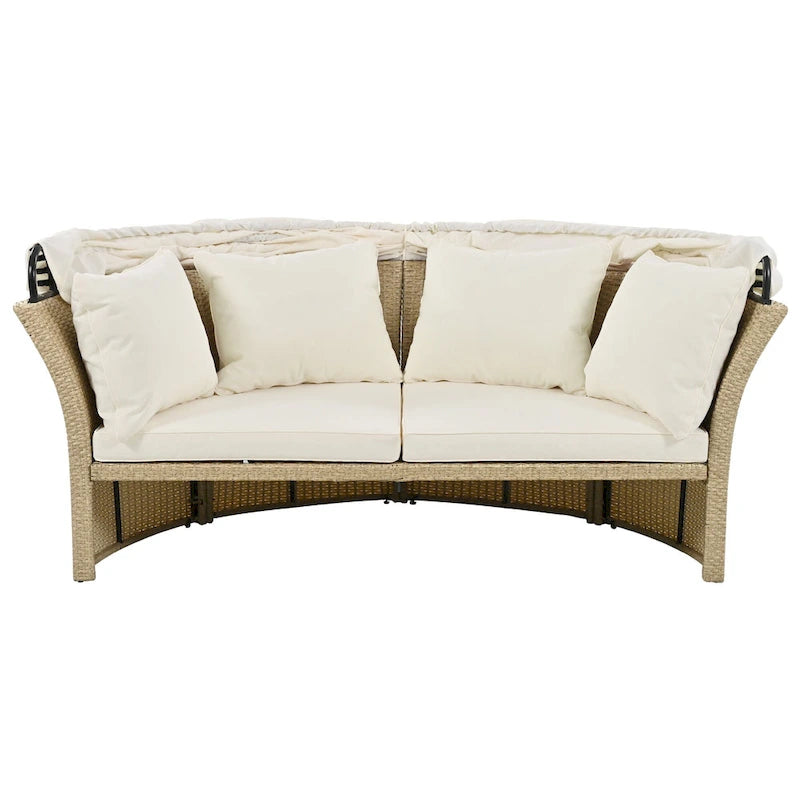 Lit de repos double en rotin pour patio extérieur