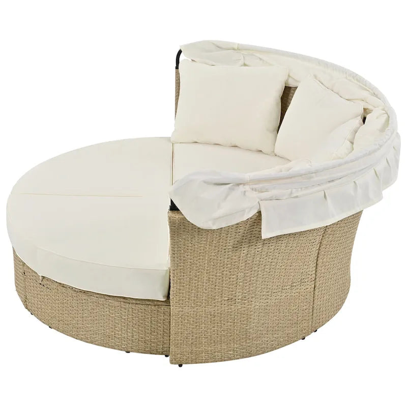 Lit de repos double en rotin pour patio extérieur