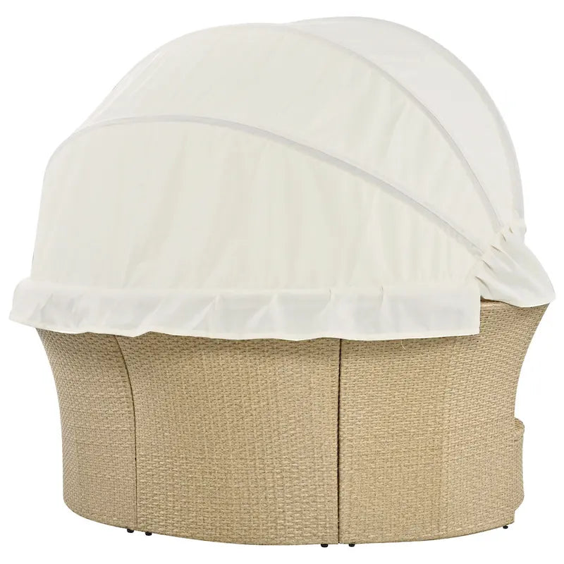 Lit de repos double en rotin pour patio extérieur