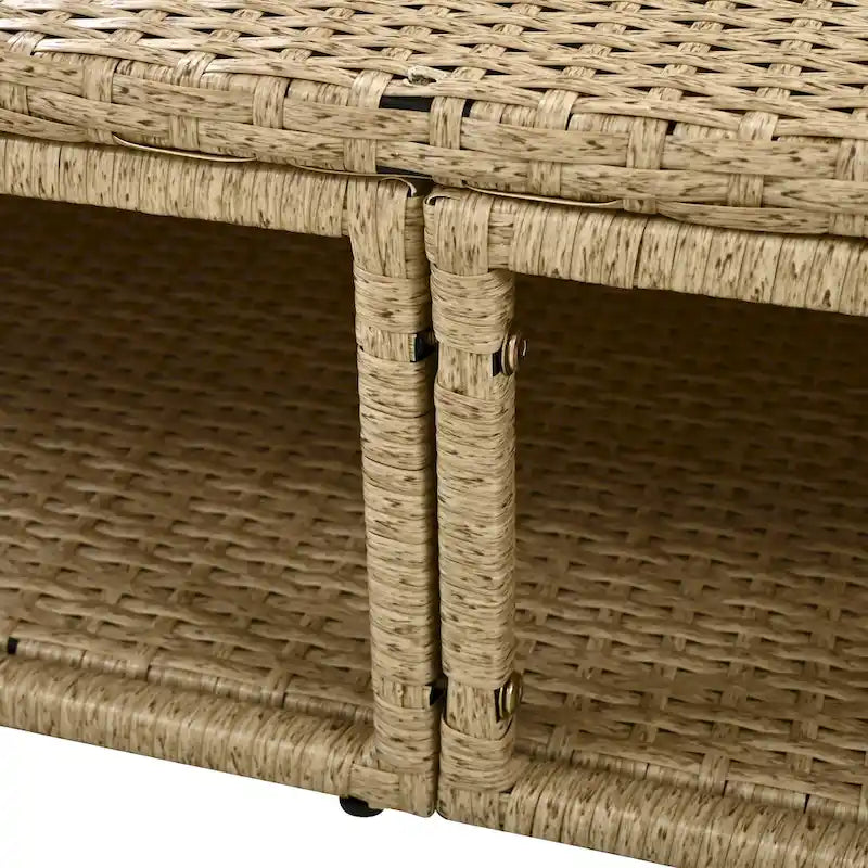 Lit de repos double en rotin pour patio extérieur