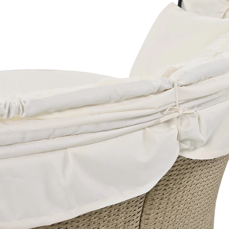 Lit de repos double en rotin pour patio extérieur