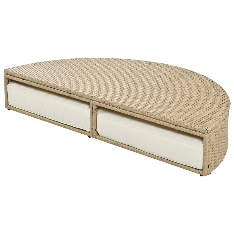 Lit de repos double en rotin pour patio extérieur