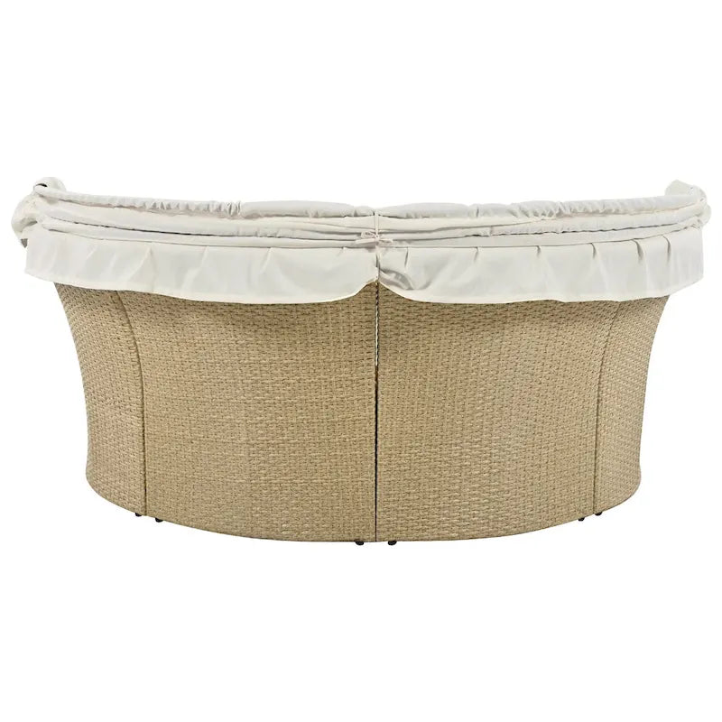 Lit de repos double en rotin pour patio extérieur