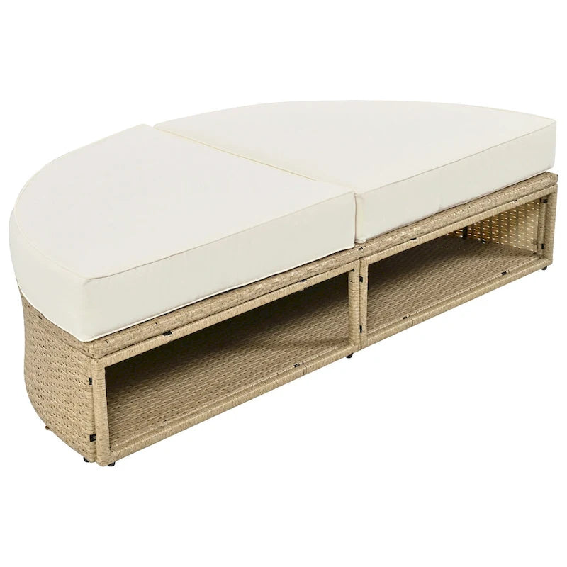 Lit de repos double en rotin pour patio extérieur