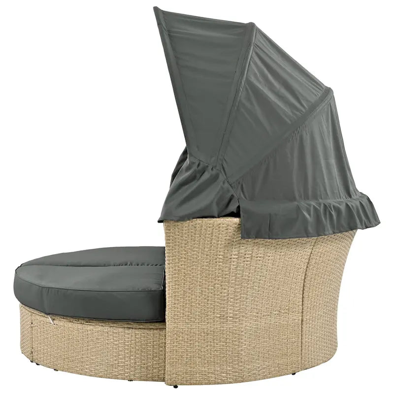Lit de repos double en rotin pour patio extérieur