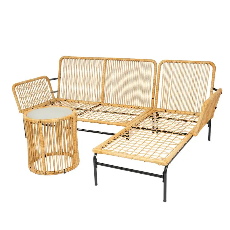 MM Ensembles de meubles de patio en osier d'extérieur 3 pièces