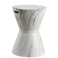 Tabouret de jardin en céramique African Drum 17.3, finition marbre blanc, par