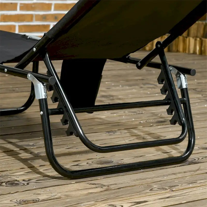 Chaise longue pliable 2 pièces à cadre en acier avec pare-soleil et pochette
