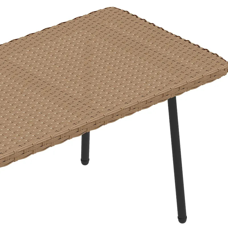 Ensemble de conversation de patio 4 pièces Moasis, canapé sectionnel en osier en forme de L 5 places avec coussins et table d'appoint
