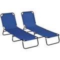 Chaise longue pliable d'extérieur 2 pièces avec dossier inclinable sur 5 niveaux et cadre en acier