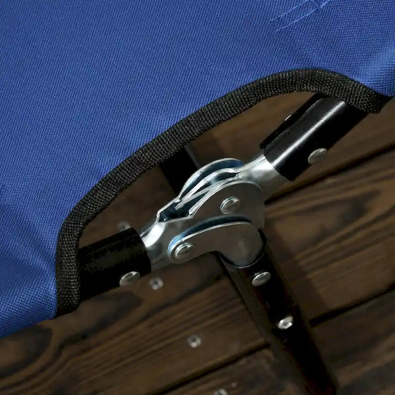 Chaise longue pliable d'extérieur 2 pièces avec dossier inclinable sur 5 niveaux et cadre en acier