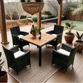 Ensemble de salle à manger en osier 5 pièces pour terrasse/jardin