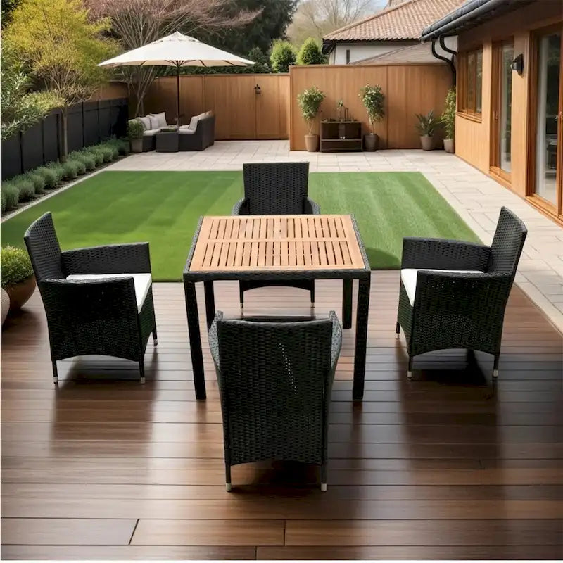Ensemble de salle à manger en osier 5 pièces pour terrasse/jardin