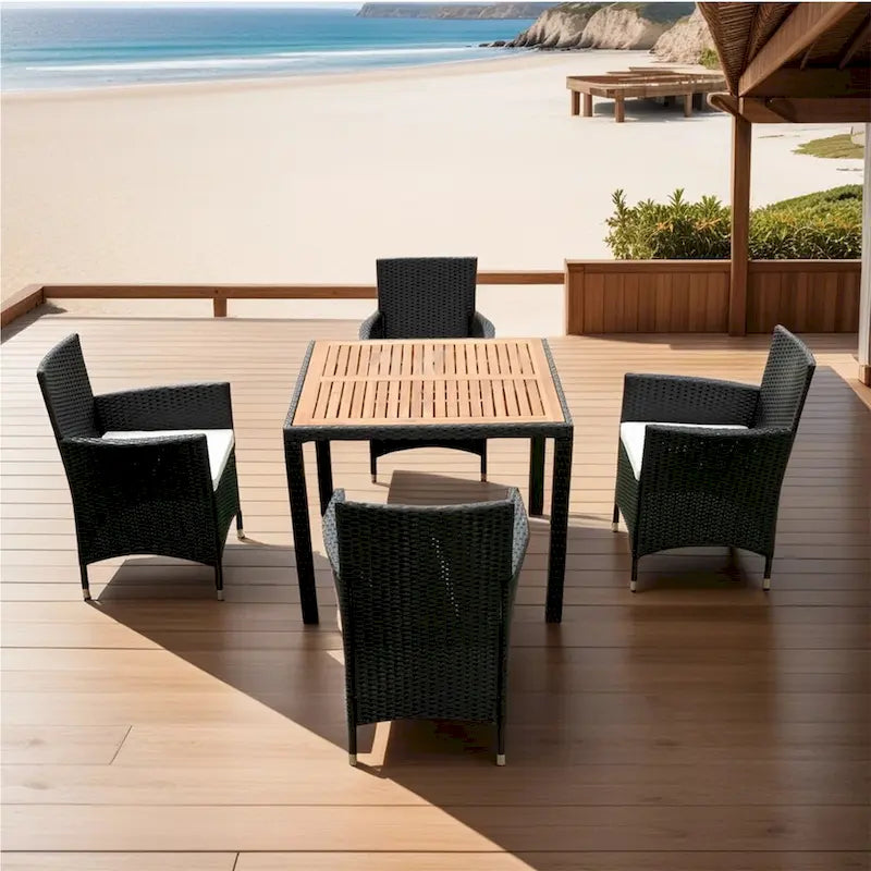 Ensemble de salle à manger en osier 5 pièces pour terrasse/jardin