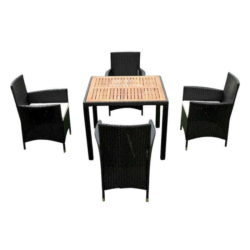 Ensemble de salle à manger en osier 5 pièces pour terrasse/jardin