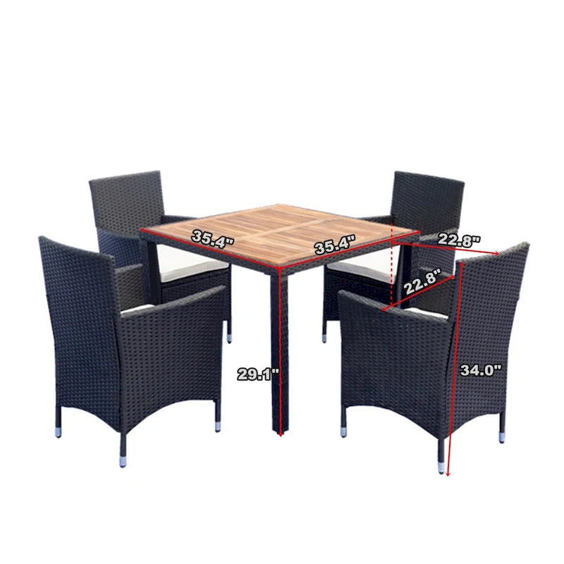 Ensemble de salle à manger en osier 5 pièces pour terrasse/jardin