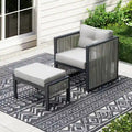 FINCATI Ensemble de canapés modulaires de jardin en osier, mobilier d'extérieur moderne avec chaises