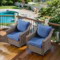 Ensembles de bistrot de patio en osier rotatifs à 360° avec coussin moelleux - Marron
