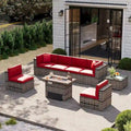 Ensemble de mobilier de patio 8 pièces avec table de foyer de 40 pouces